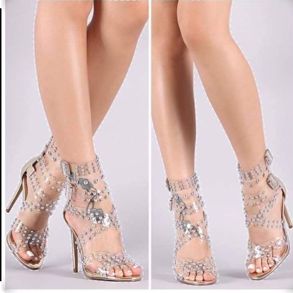 Steve Madden Tan Studded Stiletto Heels - Picture 2 of 16